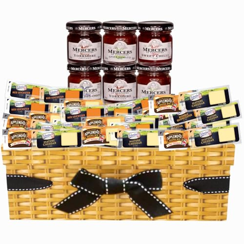 Cheese Hampers Gift Set - 20x Ilchester Cheeses, 6x Chutney and Card - Cheeseboard Gift Set, Birthday Hampers for Men, Cheese Selection Box, Teachers Day Gifts for Men & Women, Fathers Day Hamper