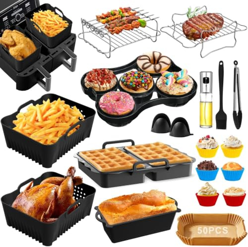 Airfryer Zubehör für Ninja Double Stack XL 9.5L Air Fryer SL400EU SL400EUCP | Heißluftfritteuse Zubehör für Ninja Double Stack XL 9.5L SL400EU SL400EUCP, AF400EU, Philips 4000 Series, 2 Kammern 8.5L-10L