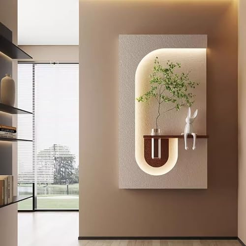 NURUGURE 3D-Wandbild aus Sandstein mit LED-Beleuchtung, modernes Wandbild für Wohn- und Schlafzimmer