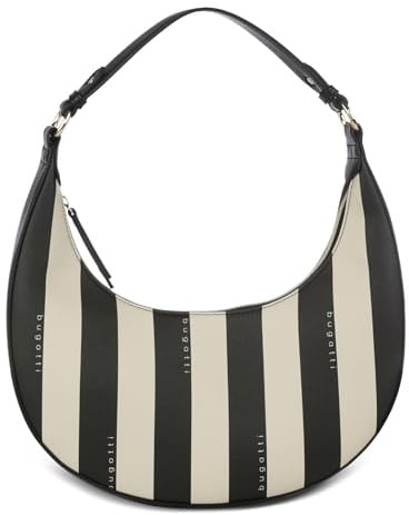 bugatti Cleo Half Moon Bag, Damen-Schultertasche aus gestreiftem Kunstleder