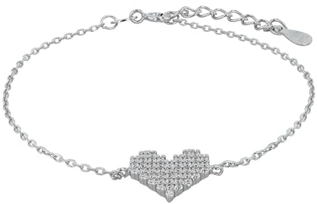 Akzent Armband Damen - Premium Armband Damen in Schwarz aus 925/- Silber, rhodiniert, 100% Wasserfest & Hautverträglich