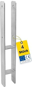 H Anker Pfostenträger Pfostenträger zum einbetonieren 4er Set H Anker 8x8 | Pfostenanker - Pfostenträger 90x90 Pfostenträger höhenverstellbar Zaunpfosten Holzpfosten Terrasse Carport Pavillon