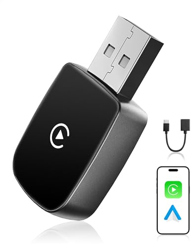 WityEye CarPlay und Android Auto Wireless Adapter 2 In 1, V5.3 Bluetooth Stabile Verbindung, Dualband WiFi 6 Schnelle Datenübertragung, USB C/A, für Apple iPhone iOS 10+, Smartphone Android 11+