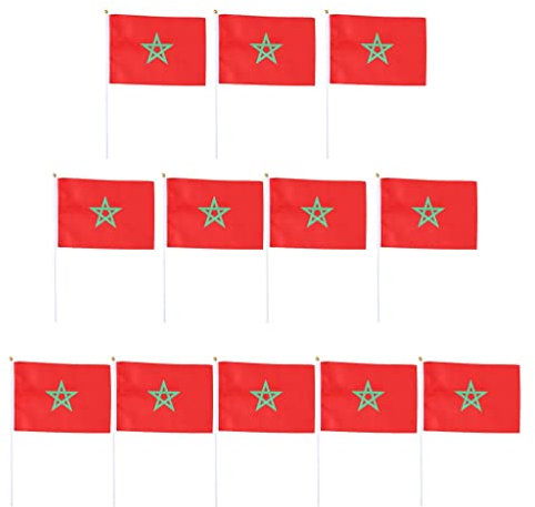MagiDeal 12pcs Mini Drapeau Flag Main avec Hampe Félicitation 14x 21cm - Maroc