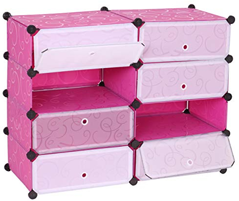 Mendler Schuhschrank HWC-B66, Schuhablage Schrank Steckregal Aufbewahrung, 8 Fächer 73x92x36cm - rosa