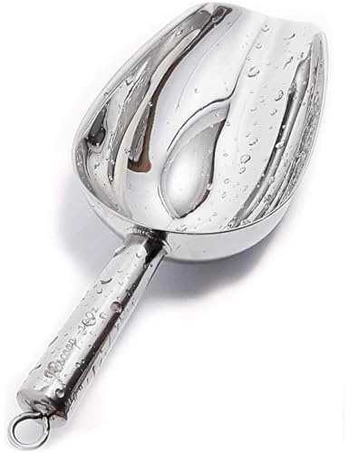 JBscoop Stainless Steel Scoop for ice, 9.6 Inch Metal Food Scoop Kitchen Bar Party Wedding Heavy Duty Dishwasher Safe - 8 Oz