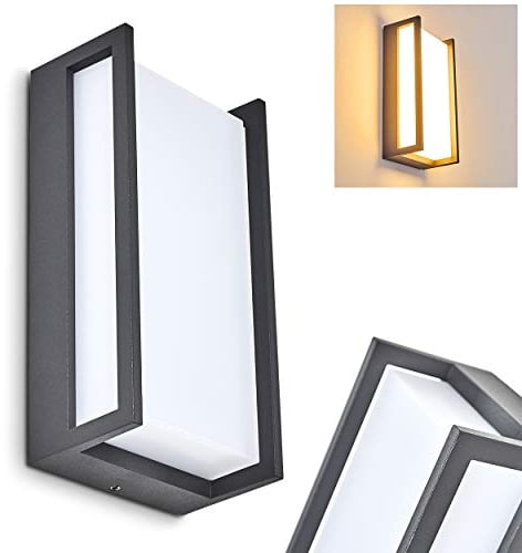 LED Außenwandleuchte Skove, moderne Wandlampe aus Aluminium in Anthrazit, Wandleuchte 18 Watt, 1100 Lumen, Lichtfarbe 3000 Kelvin, eckige Wandleuchte für Terrasse/Hof/Haustür, IP54