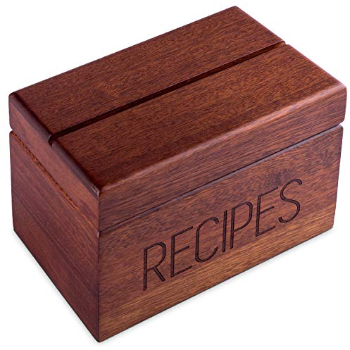 Apace Living Rezeptbox Holz mit blanko Rezeptkarten und Trennkarten – Sapeli Rezeptkiste für die Aufbewahrung Ihrer Rezepte – Exklusiver Rezeptordner Rezeptkasten für bis zu 240 Karten