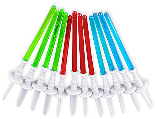 Super Z Outlet Light Sabre Cupcake Decoration Toppers Sticks Picks Set for Children Birthday Party, Fan Shows, Movies, 4 inches Tall (12)