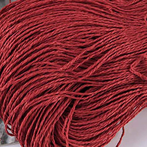 QINS 100G / Bola Hilo de Rafia Kintting Papel Hilo de Paja para Crochet Sombrero Hilo Embalaje de Flores Verano Moda Material Hecho a Mano, Redwine