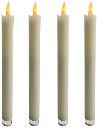 Spetebo LED Stabkerze aus Echtwachs 25 cm - 4 Stück - Kerze mit flackernder Flamme - Tafelkerzen flammenlos