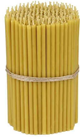 NKlaus 990g. Bienenwachs Altarkerzen Kirchenqualität dünne Kerzen Ritualkerzen - Bienenwachskerzen Gelb (ca. 250 St.) 36261