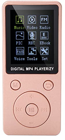 Mini Reproductor de Música MP4 para Estudiantes, MP3 Portátil para Deportes, MP4 Multifuncional Admite Música MP3 y Video AMV, Libro Eléctrico, Radio, Soporte Tarjeta de Memoria Máxima 32G(Dorado)