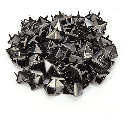100 pièces Rivets en cuivre goujons carrés rivets à griffes accessoires de mode tête de clou Punk décoratif pour vêtements vestes ceintures(Couleur du pistolet)