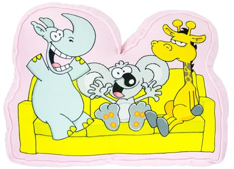 United Labels Ralph Ruthe Kissen, Kopfkissen 30x30 cm, Rosa, lustiges Sofakissen HNO-WG, Dekokissen für Cartoon-Fans