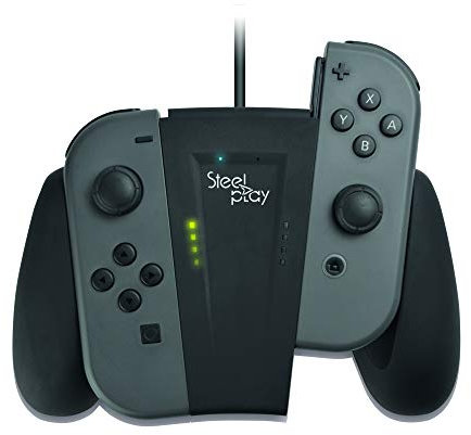 Steelplay - Chargeur Joycon Switch, Chargeur de Contrôleur avec Batterie, Grip chargeur pour Joycon de la console Nintendo Switch - Noir