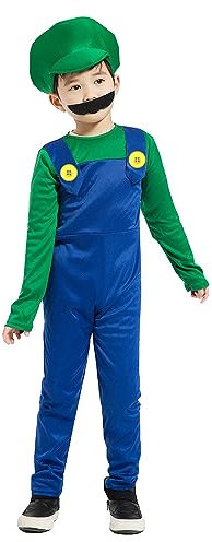 COXNSXX Klempner Brüder Kostüm, Cosplay Kostüm mit Hut und Schnurrbart, geeignet für Cosplay Karneval und Mottopartys