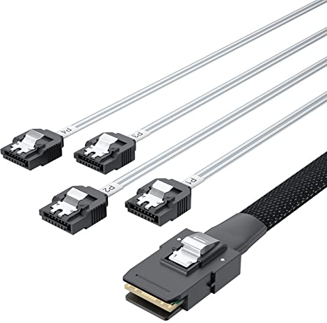 6G Internal Mini SAS 36pin SFF-8087(Anfitrión) Male to 4x SATA(Objetivo) 7pin Female Fan-Out Cable, 1-m (3.3ft)
