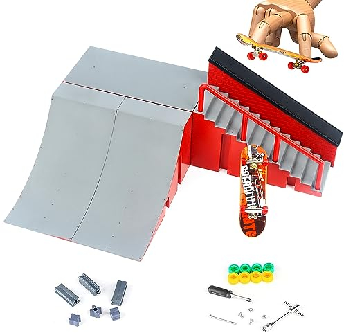 Aolieh Mini Finger Skateboard,DIY Montagerampe Zubehör Set,Finger Skateboards Skate Park Rampe Teile für Tech Practice Deck Kinder Geschenkset Fingerboard Spielzeug Sport Spiel für Kinder Kinder(B)