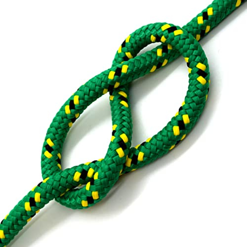 Green & Yellow Polypropylene Rope, Solid Braided Poly Rope Cord Twine for Boat Yacht Dock Line Camping Washing Line (5 mm x 5 metres / 16.4 ft)