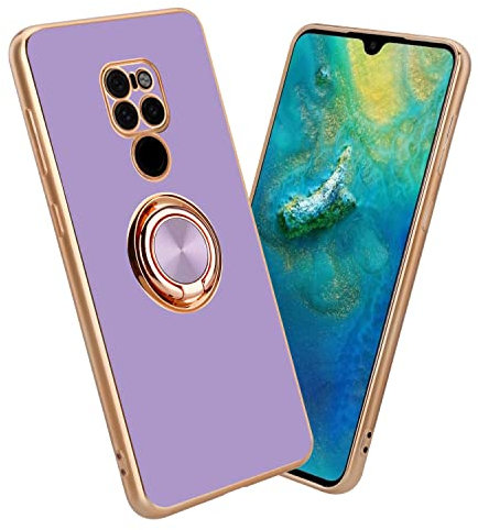 Cadorabo Hülle kompatibel mit Huawei Mate 20 Schutzhülle TPU Silikon Case mit Ring Design mit Kameraschutz Slim Kratzfest Weiche Gummi mit Rundumschutz Case Hülle für Huawei Mate 20 in Lila