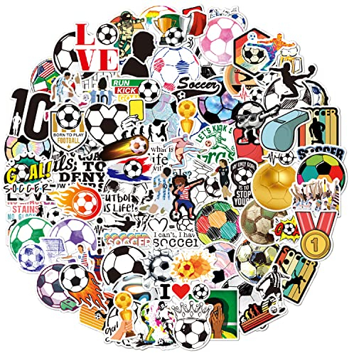 JOFONY 100 Pcs Fußball Aufkleber - Wasserdicht Laptop Sticker Mit Verschiedenen Mustern für Sport Dekorationen oder Geschenke