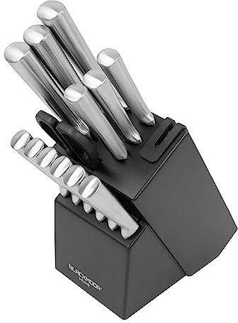 Blackmoor 69099 14-Piece Knife Set Plus Matt Black Oak Knife Block/Hardened High-Grade Stainless-Steel/Includes Steak Knives, Scissors and Knife Sharpener/Modern & Stylish Kitchen Accessories
