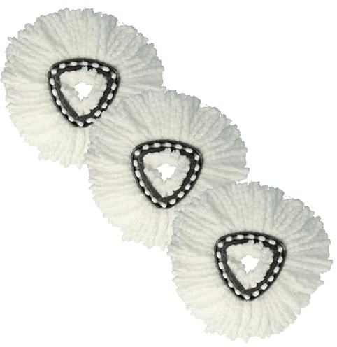 vhbw 3x Mop Heads Replacement for Vileda 152623 for Mop - Microfibre Attachment White