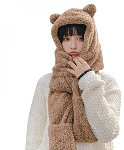Bärenohrhutschal Warm Warm Langer Kapuzenschal Plüsch Tierhut Schal Winter Hoodie Hut Schal Für Outdoor Sport