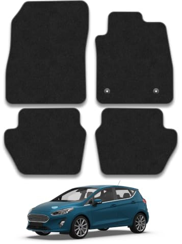 Fits Ford Fiesta (2017-2023) Carpet Car Mats | Tailored Fit Carpet Floor Mats non Slip Black Trim Full Coverage Compatible Accessory Front Rear Anti Slip