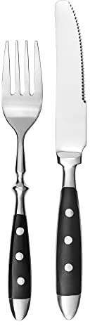 GRÄWE Dessertbesteck Nürnberg, 12-teilig, 6 Personen, Edelstahl, schwarze Griffe