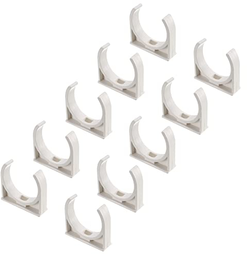 QUARKZMAN 50mm/2 Pulgadas PVC Agua Tubo Abrazaderas Clips x 20uds U Forma Hebillas para Tubo Agua Suministro, Blanco
