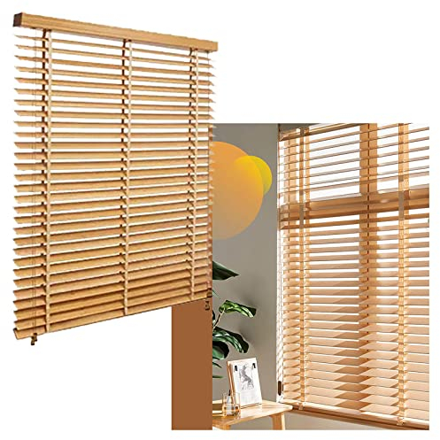 Jolan Jalousien Aus Holz,Horizontal Jalousie Für Fenster,Sonnenschutz/Wärmedämmungs/Blickdicht Jalousette Rollo,Massivholz Jalousetten Innen Außen,Sichtschutzvorhänge,W×H-60x200cm/23.5x79in