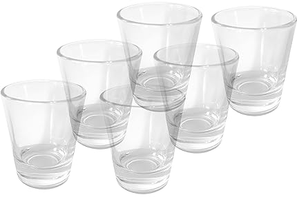 Provance 6 Stück Schnapsglas Shot Kurzer Shotgläser Tequila 2cl 4cl 20ml 40ml Vodkagläser Glas Standfest Verstärkter Boden Spülmaschinenfest Partygläser Getränkegläser