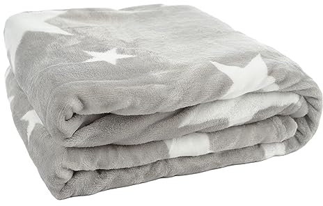 Manta de Franela Premium 100% Microfibra: Tacto Ultra Suave, Cálida y Mullida para Sofa, Cama y Sobrecama - Flannel Blanket de Calidad - 130x160cm Estrella