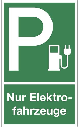 kaiserkraft | Parkplatzkennzeichen | Kunststoff | P/Nur Elektrofahrzeuge | LxH 150 x 250 mm