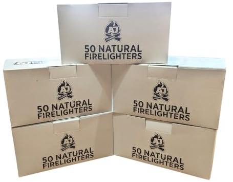 Premium Firelighters - Natural Wax Dipped Wood Wool Fire Starters - Perfect for Woodburning Stoves and Pizza Ovens (50)