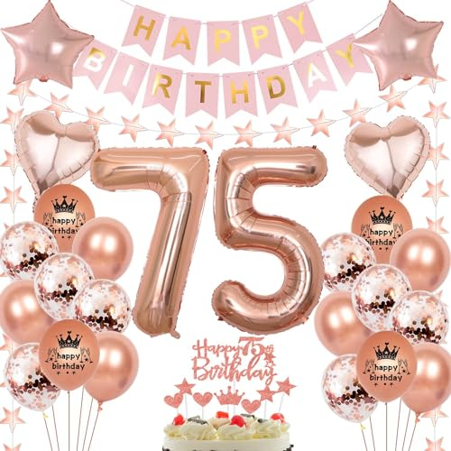 Rosegold Luftballon 75 Geburtstag Frau, 75 Jahr Geburtstag Frau, Ballon 75. Rosegold, Geburtstagsdeko 75 Jahr, Frauen Deko 75. Roségold 75. Party Ballons