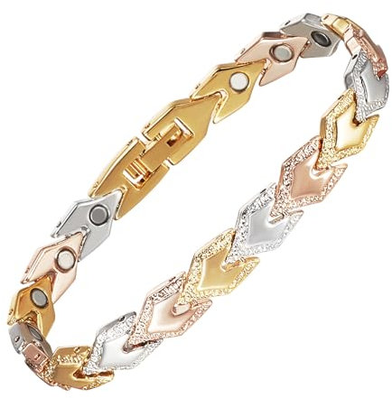 YINOX Edelstahl Magnetarmband Damen Elegant Gold Magnetisches Armband für Frauen mit hochfestem Magnet und Geschenkbox, 18 centimètres, Edelstahl