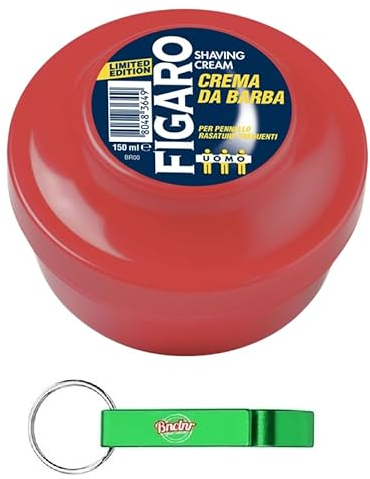 12x Figaro Crema da Barba Original Classic Rasiercreme für häufiges Rasieren, Bitterer Mandelduft, Mit Pinsel verwenden,150ml + Beni Culinari Kostenloser Schlüsselanhänger