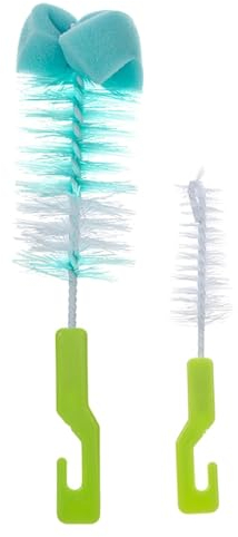 Monozoz Babyflaschen-Reinigungsset, Babyflaschen-Reinigungsbürsten-Set | 2-teiliges Reinigungsbürstenset für Wasserflaschen und Brustwarzen | Flaschenwascher für Wasserflaschen, Babyflaschen