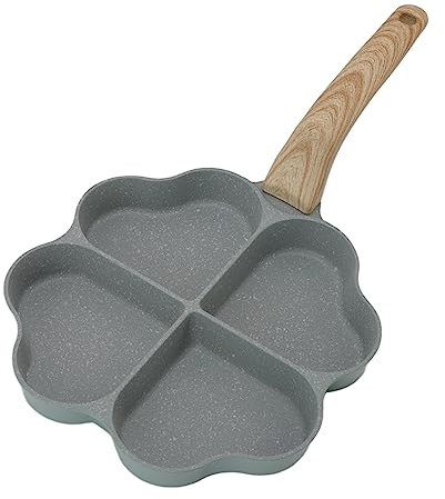 PerGar Herz-Pfannkuchenpfanne, Antihaftbeschichtete Eier-Bratpfanne, 4-Tassen-Spiegelei-Pfanne, Antihaftbeschichtete Herzförmige Bratpfanne, Multi-Eier-Bratpfanne mit Griff für Burger,
