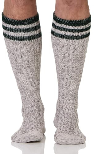 Harrys-Collection Herren Trachten-Kniestrümpfe - Traditionelle Haferlsocken mit Zopfmuster Bequemer Umschlag, Gr. 41-48, 1 Paar