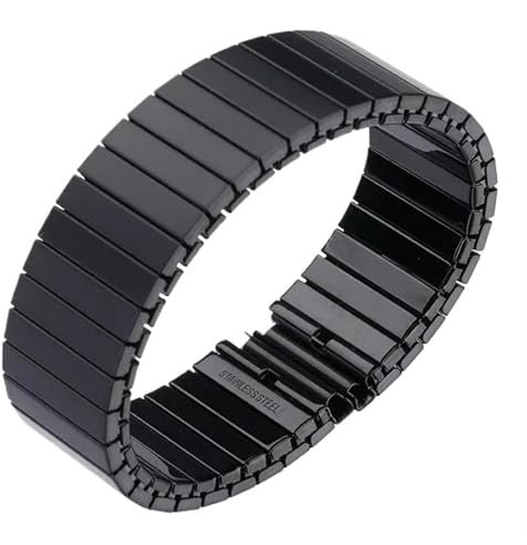 Elastisches Uhrenarmband aus Edelstahl, dehnbares Uhrenarmband, 14 mm, 16 mm, 18 mm, 20 mm, 22 mm, Uhrenarmband for Herren und Damen, einziehbares Uhrenarmband aus Metall, Uhrenzubehör(Black-18mm,L-15