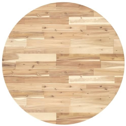 vidaXL - Table Top Round Ø90x2cm Solid Wood Acacia - Dining/Bistro/Side/Bar/Coffee Table Replacement - Brown - Untreated/Customizable Surface