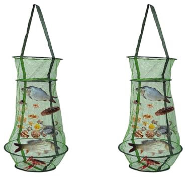 2 Stück Fischernetz Zum Fischen Angelkescher Mit Kordelzug, Faltbare Nylon Kescher Netz Angeln Fischkäfig Köderfischreuse, Große Fischfalle Angel Setzkescher Für Fische Krabben Garnelen (mittel)