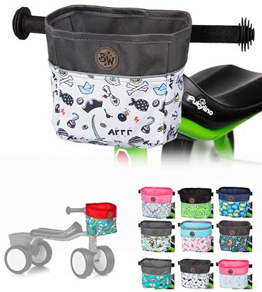 BAMBINIWELT Kinder Lenkerkorb – Tasche für Laufrad, Dreirad & Rutschfahrzeuge– für PUKYlino, WUTSCH, FITSCH & My First PUKY – wasserabweisend, robust & mit Reflektorstreifen, Farbe: Modell 27