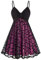 MNSWR Mittelalterliche Gartenzwerge Sling Doppelschicht Chiffon Mesh V-Ausschnitt Kleid Vintage Kleid Rock Mittelalterliches Kleid Mit Kapuze Damen (Hot Pink, XXL)