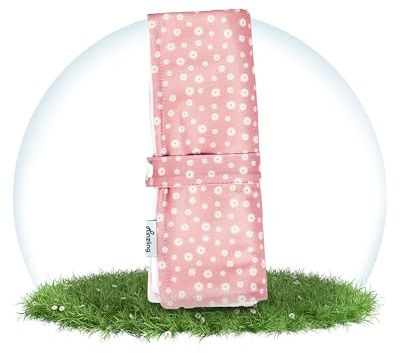 Hinzling Wickelunterlage – Baby Wickelunterlage für unterwegs – Daisy Blush – Abwaschbare, schadstofffreie, nachhaltige und moderne Baby Unterlage – Must-Have Baby Reise Zubehör
