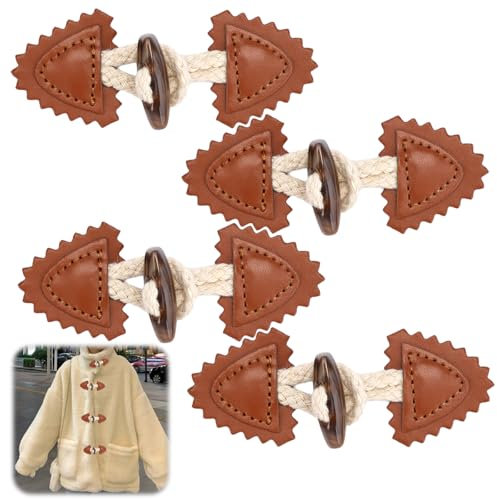 4 Paar Leder Knebelknöpfe, Kleidungsersatzbutton Harz-Knopf Nähtaste, kleine geknöpfte Mäntel aus Kunstleder für Pullover, Mäntel, Windjacken und Jacken